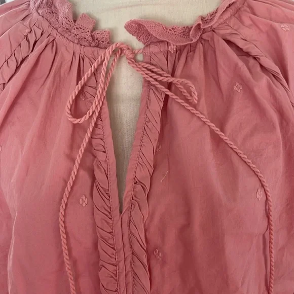 Anthropologie BWT Forever That Girl Dusty Rose Pink Lace Cutout Blouse. Sz M - Picture 4 of 9